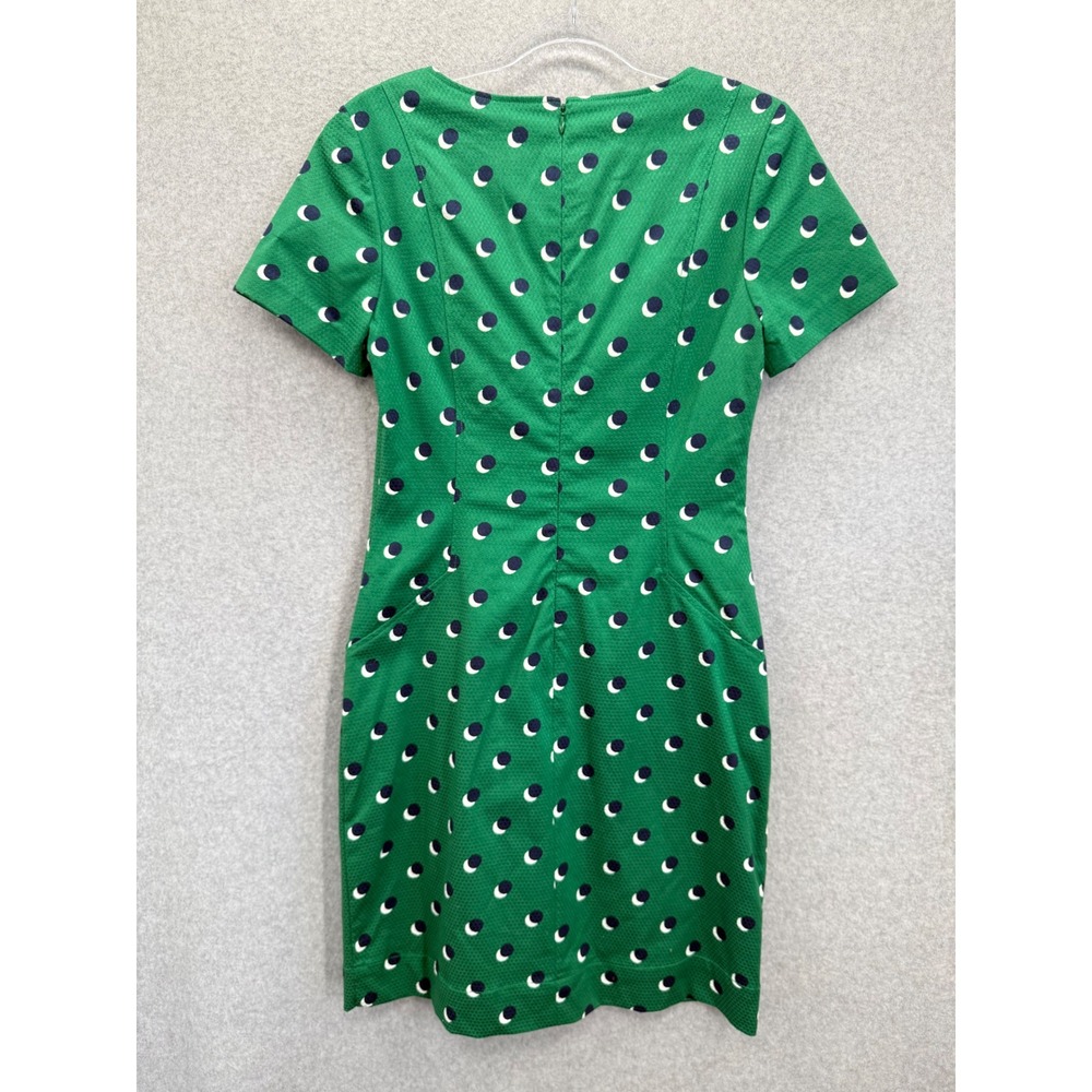 Boden Dress Women Size 4R Green Polka Dot W0077 Pockets Short Sleeve Cotton‎